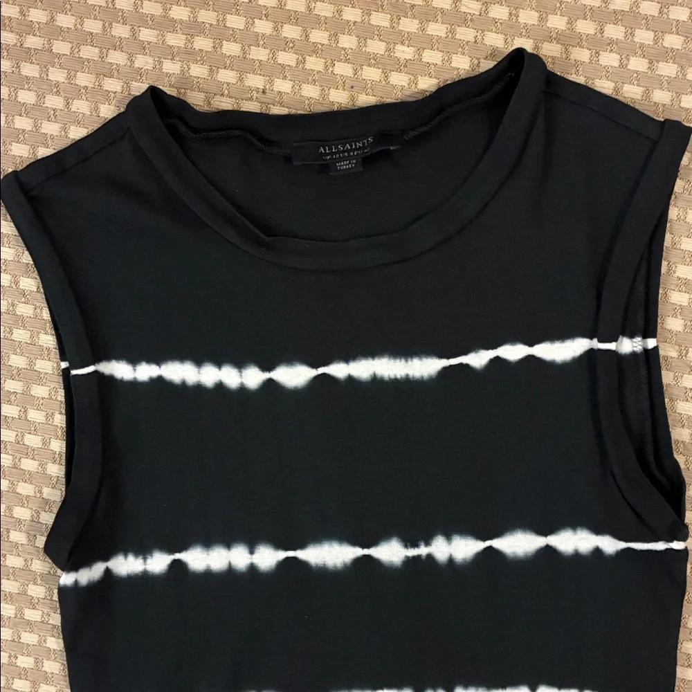 All Saints Black and White Striped Tank Top - Picture 2 of 4